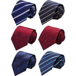 6 PCS Classic Men's Silk Tie Necktie Woven JACQUARD Neck Ties Business Striped